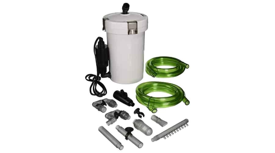Canister Filter and it's components in white background