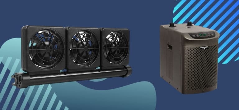 Aquarium Chiller in blue printed background